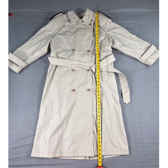 VTG Misty Harbor Original Trench Coat Women 10 Beige Plaid Lined Double Breasted - Picture 10 of 11
